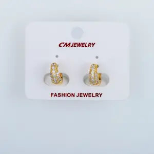 CM Jewelry 14K Kaplama Tırnaklı Halka Küpe