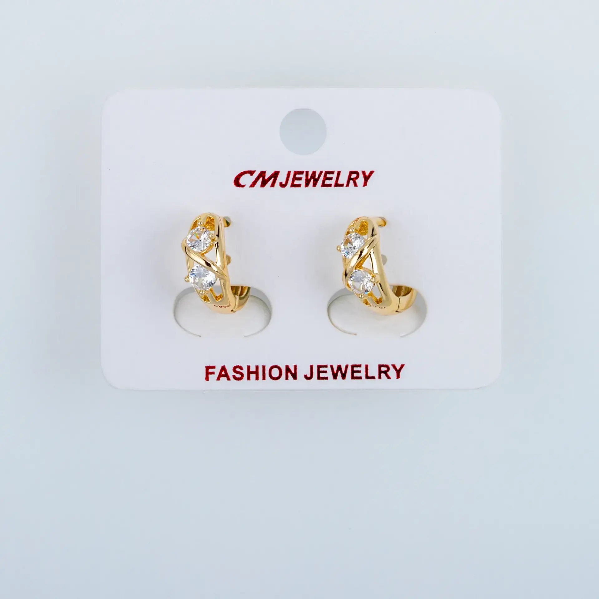 CM Jewelry 14K Kaplama Tırnaklı Halka Küpe