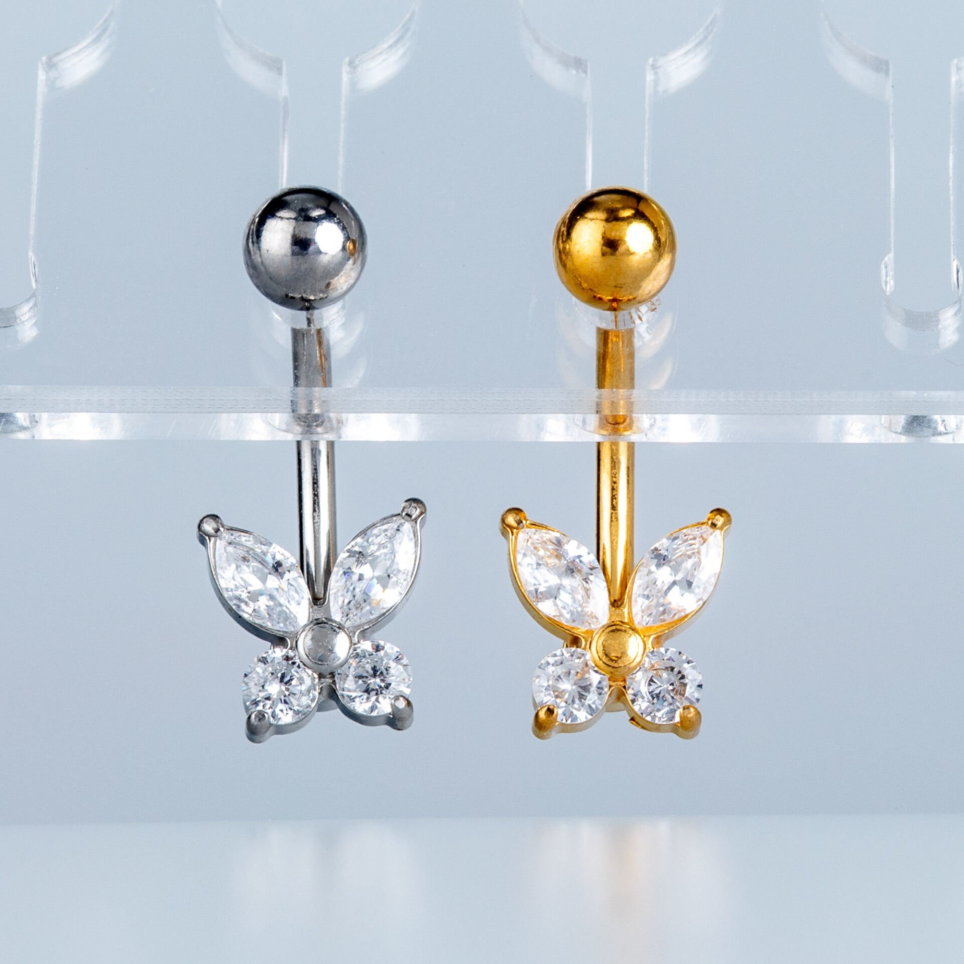 Piercing Çelik Göbek Kelebek Beyaz