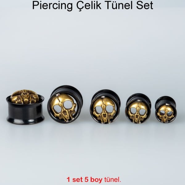 Piercing Çelik Tunel Gotik 1 Set 5 Boy