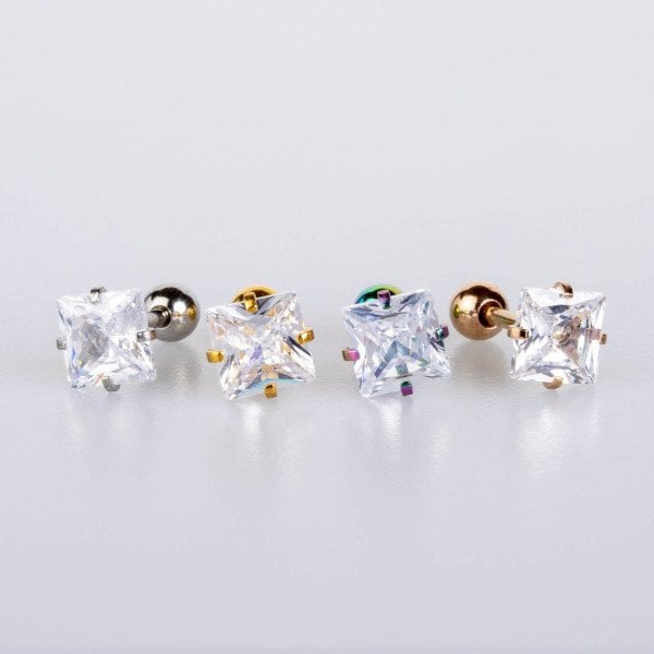 Piercing Tragus 6mm Square Stone Yellow