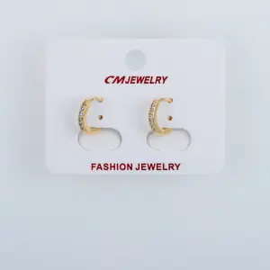 CM Jewelry 14K Kaplama Tırnaklı Halka Küpe