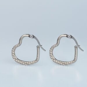 Çelik Kalp Küpe Çift