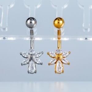 Piercing Çelik Göbek Çiçek Sarı