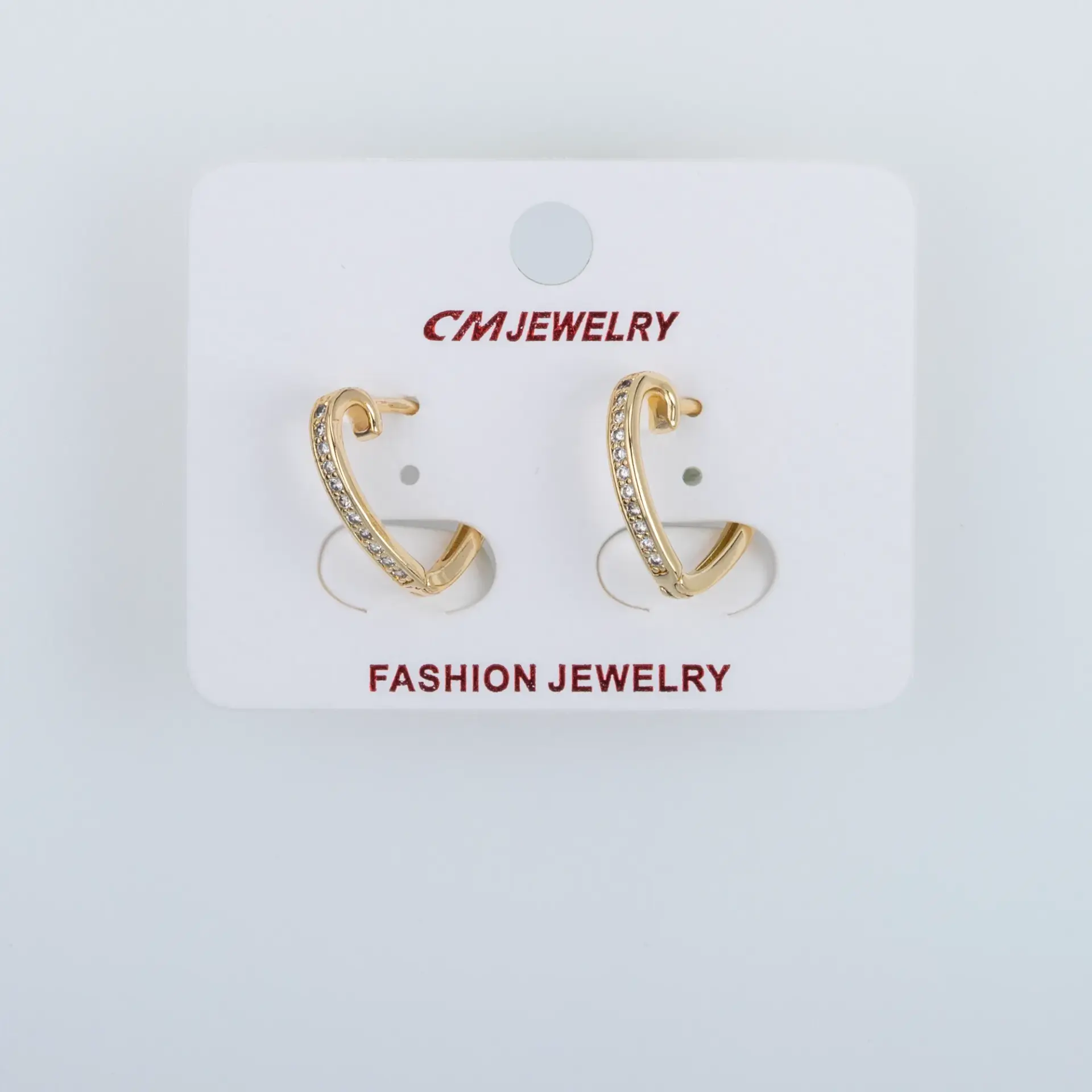 CM Jewelry 14K Kaplama Tırnaklı Halka Küpe Kalp