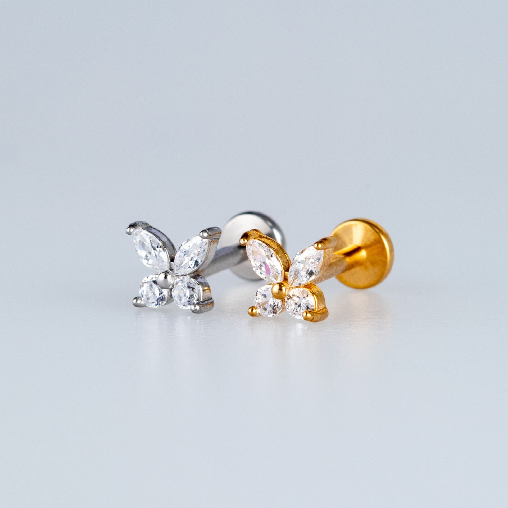 Piercing Çelik Tragus Kelebek Sarı