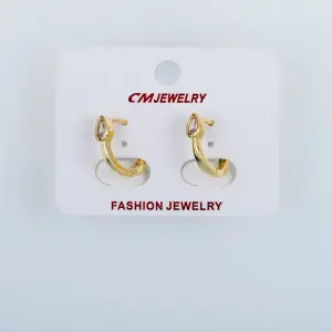 CM Jewelry 14K Kaplama Tırnaklı Halka Küpe
