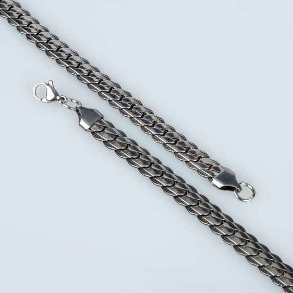 سوار رجالي من الفولاذ بسلسلة باللون الرمادي الفحمي