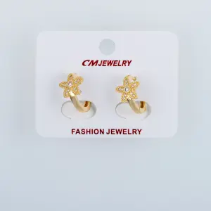 CM Jewelry 14K Kaplama Tırnaklı Halka Küpe Yıldız