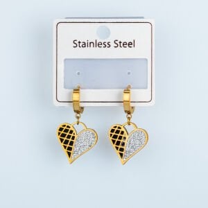 Çelik Küpe Kalp - 1  Çift