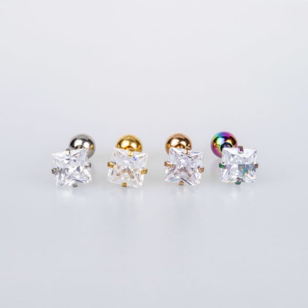 Piercing Tragus 5mm Kare Taş