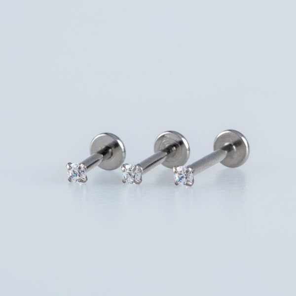 Toptan 316L Çelik Piercing Labret 2mm Yuvarlak Taş