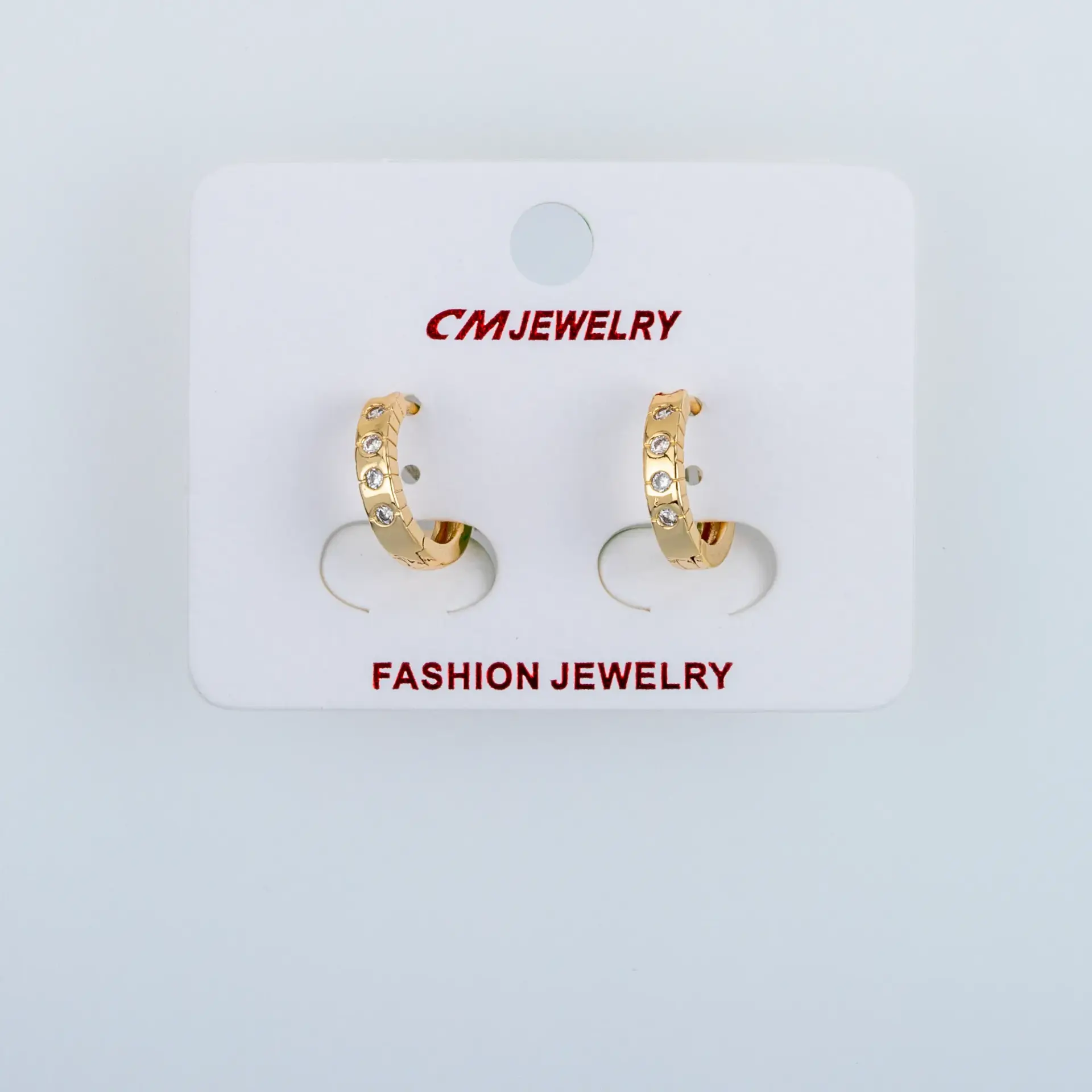 CM Jewelry 14K Kaplama Tırnaklı Halka Küpe