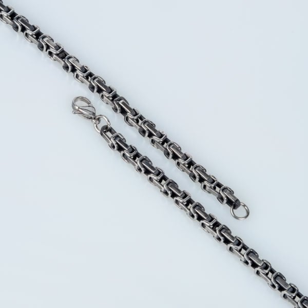 سوار رجالي من الفولاذ بسلسلة باللون الرمادي الفحمي