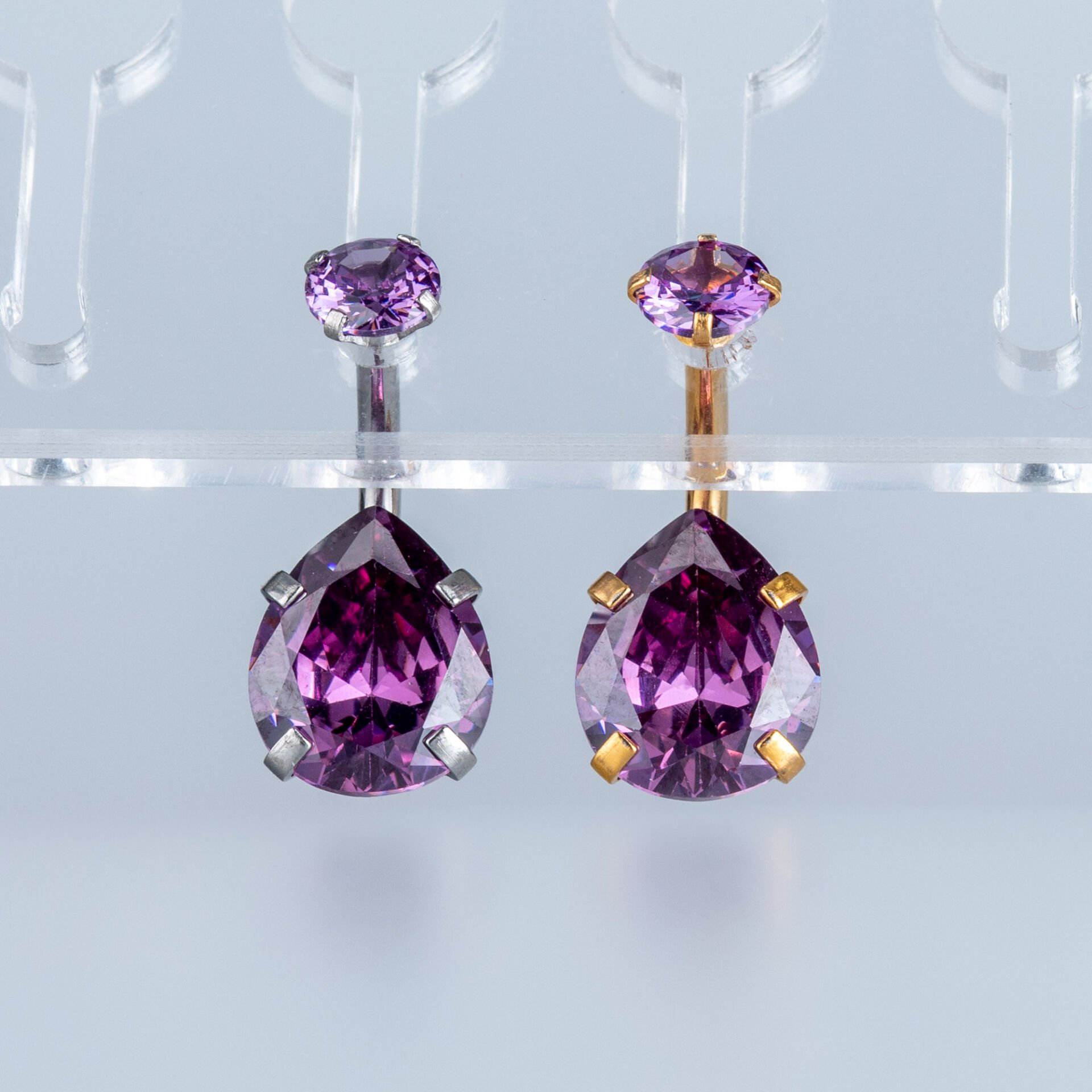 Piercing Göbek 9mm Damla Taş Beyaz