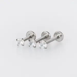 Toptan 316L Çelik Piercing Labret 3mm Yuvarlak Taş Boy: 1.2x6x3mm