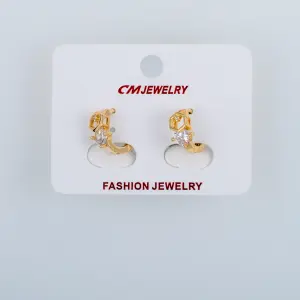CM Jewelry 14K Kaplama Tırnaklı Halka Küpe
