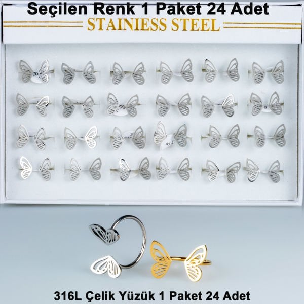 Çelik Yüzük Kelebek Paket 24 Adet