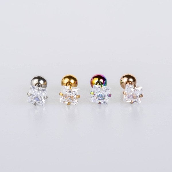 Piercing Tragus 4mm Square Stone Yellow