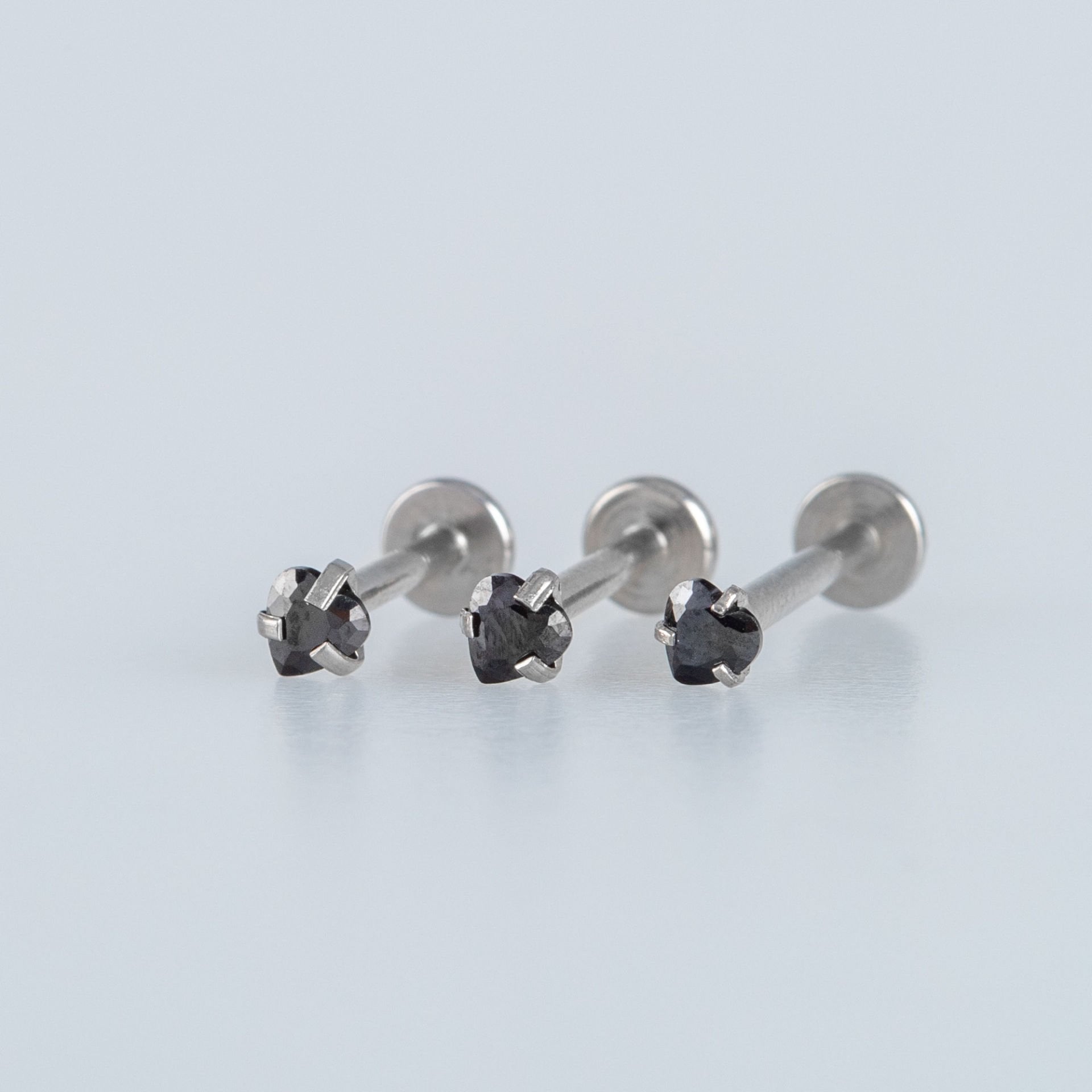 Toptan 316L Çelik Piercing Labret 3mm Kalp Taş