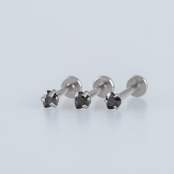 Toptan 316L Çelik Piercing Labret 3mm Kalp Taş
