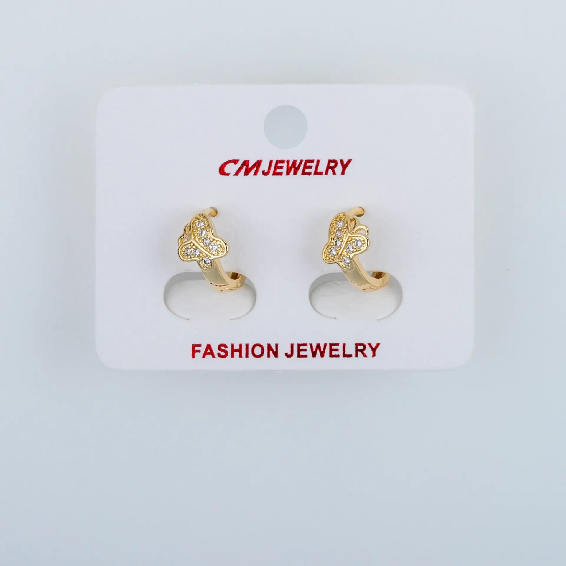 CM Jewelry 14K Kaplama Tırnaklı Halka Küpe Kelebek