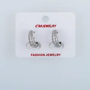 CM Jewelry Platin Kaplama Tırnaklı Halka Küpe