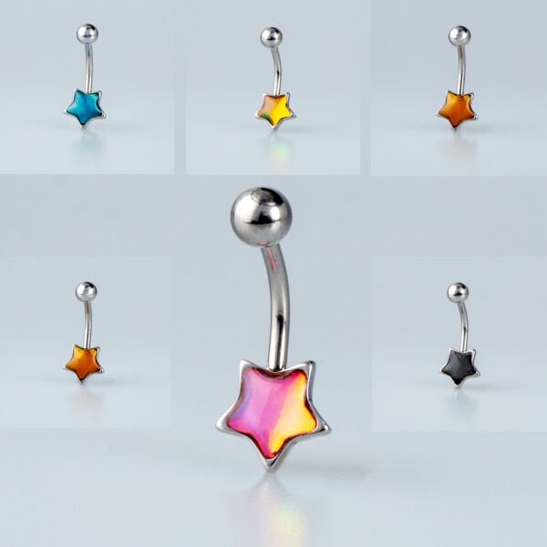 Piercing Çelik Göbek Yıldız 6 Renk Seceneği