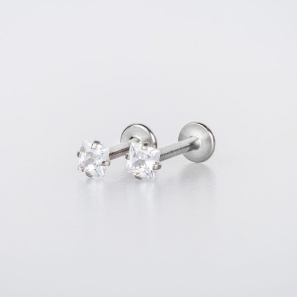 Piercing Labret 3mm Kare Taş
