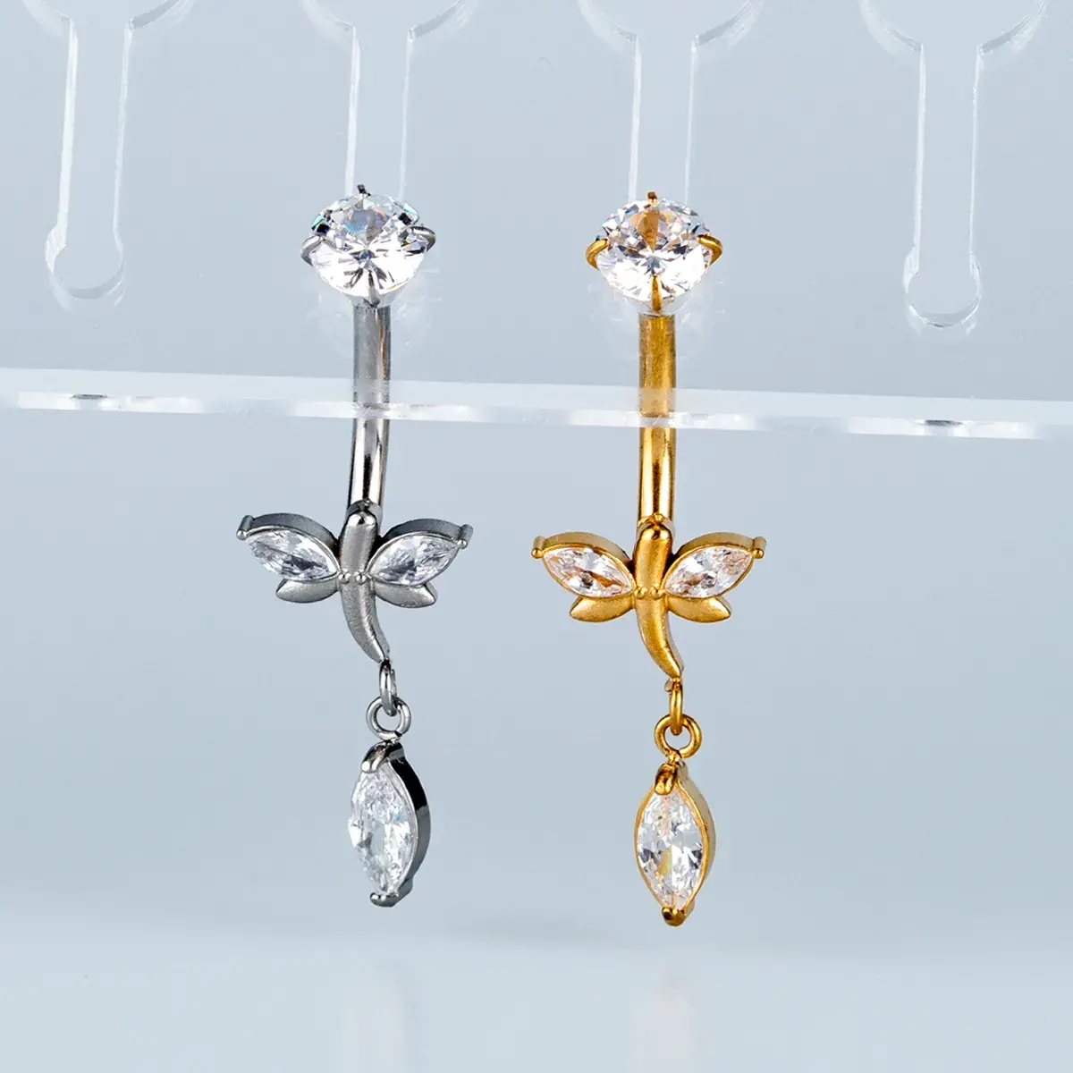 Toptan Piercing 316L Cerrahi Çelik Taşlı Yusufçuk Göbek Vos Etnik Takı Beyaz