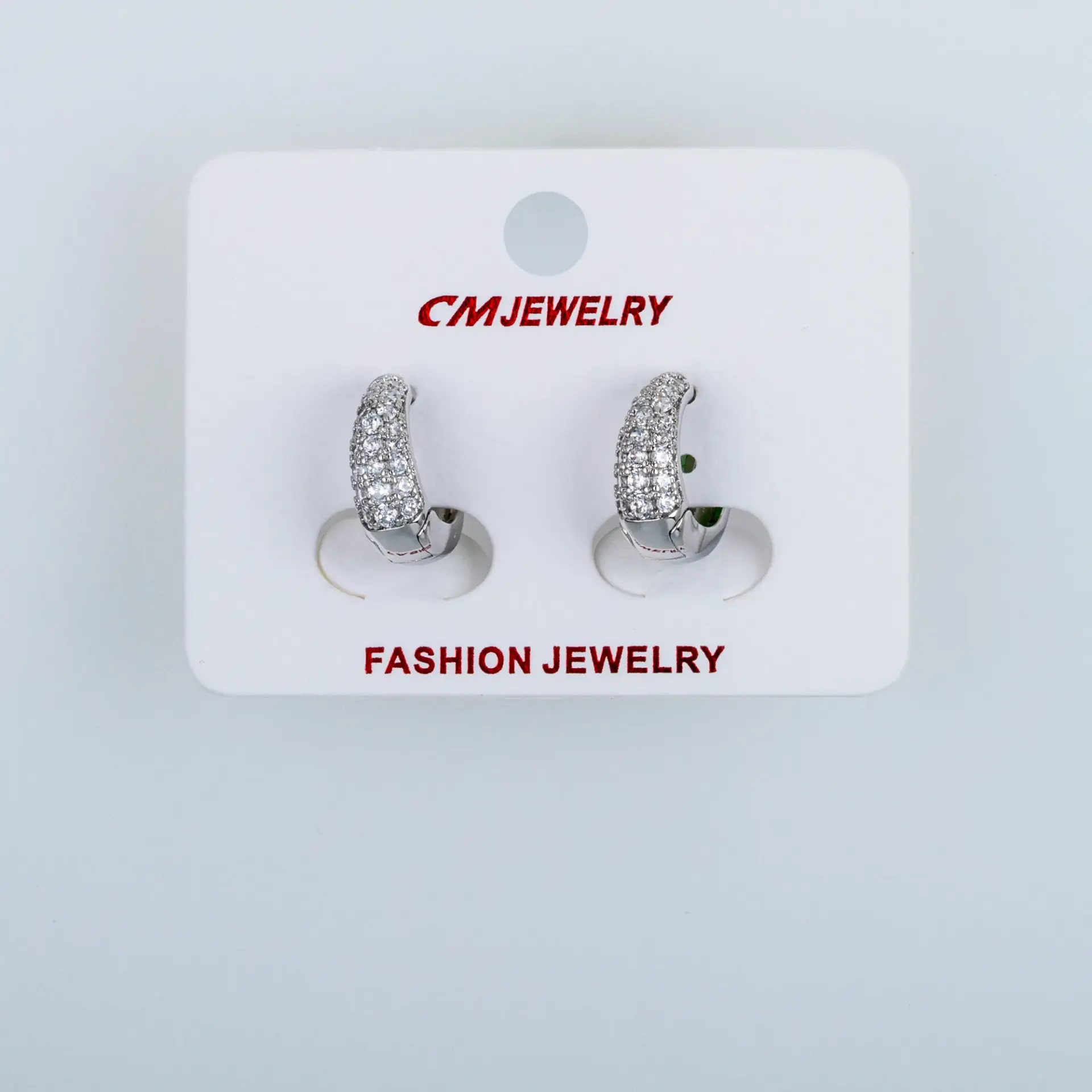 CM Jewelry Platin Kaplama Tırnaklı Halka Küpe