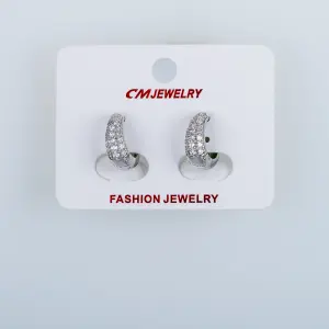 CM Jewelry Platin Kaplama Tırnaklı Halka Küpe