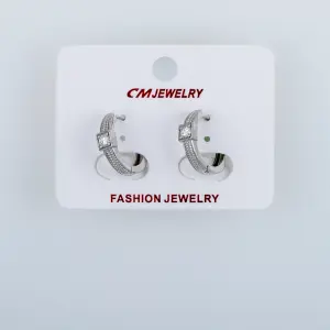 CM Jewelry Platin Kaplama Tırnaklı Halka Küpe