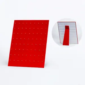 Toptan Tezgah Üstü 72 Çelik Pimli Piercing Teşhir Standı - 25x33 cm Kırmızı