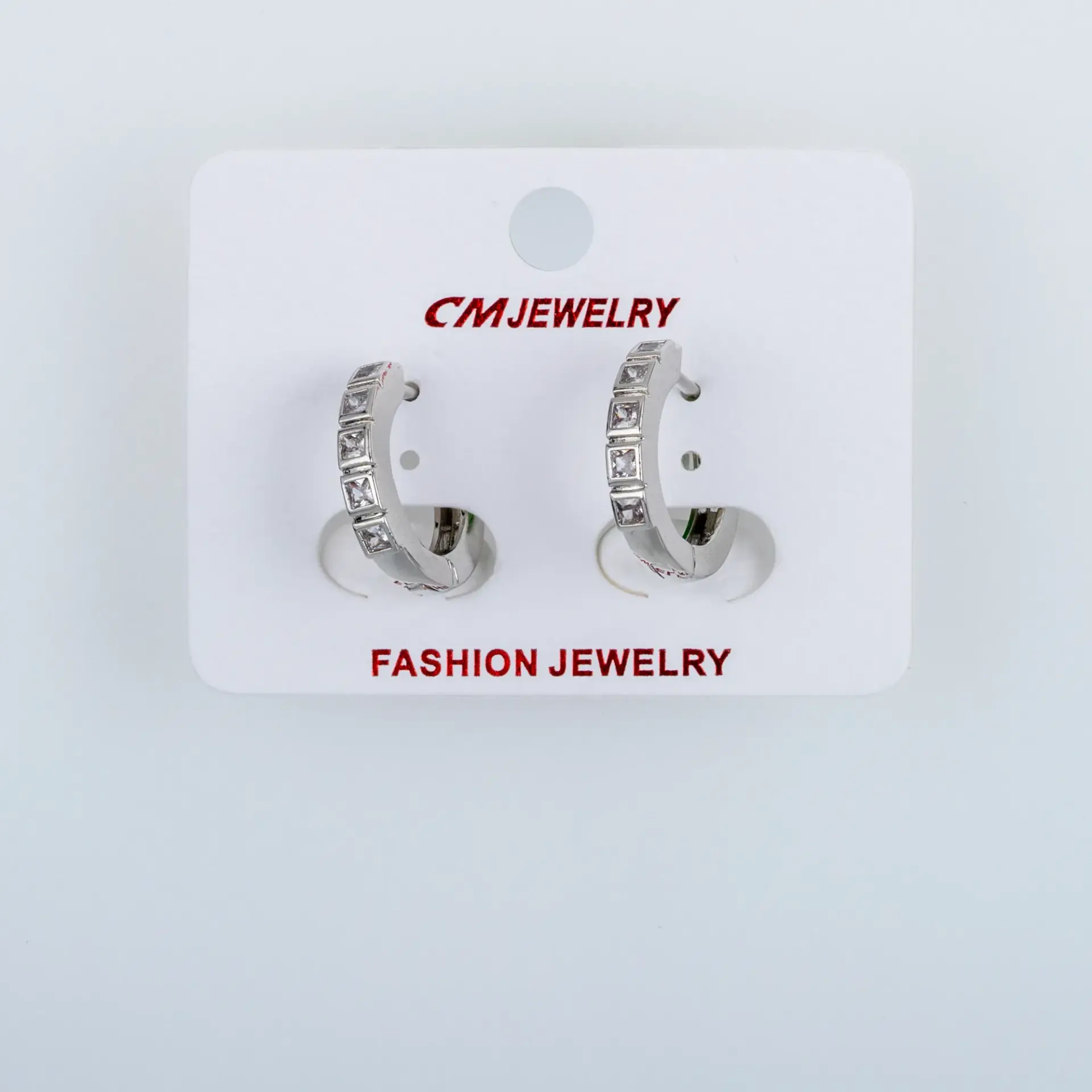 CM Jewelry Platin Kaplama Tırnaklı Halka Küpe