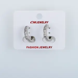 CM Jewelry Platin Kaplama Tırnaklı Halka Küpe