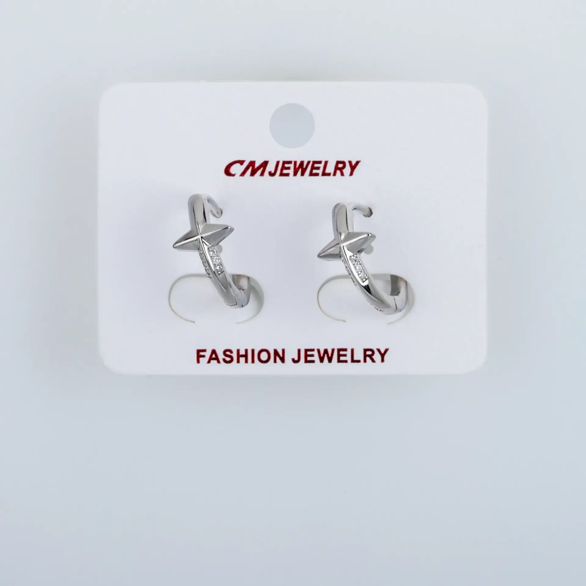 CM Jewelry Platin Kaplama Tırnaklı Halka Küpe