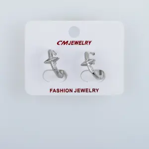 CM Jewelry Platin Kaplama Tırnaklı Halka Küpe