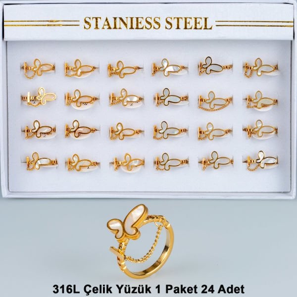 Çelik Yüzük Kelebek Paket 24 Adet