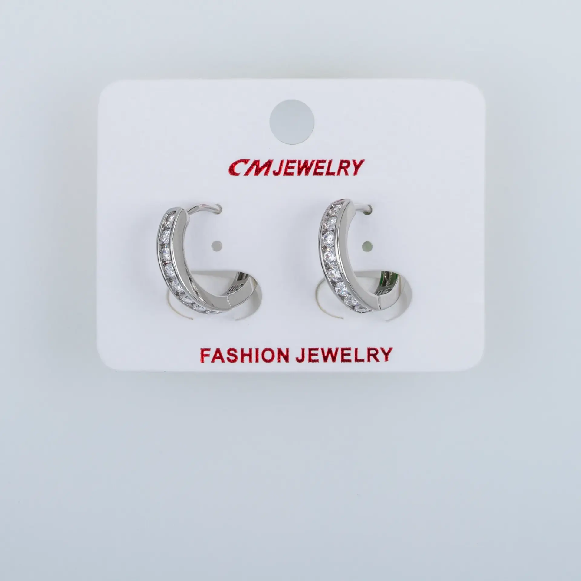 CM Jewelry Platin Kaplama Tırnaklı Halka Küpe