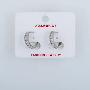 CM Jewelry Platin Kaplama Tırnaklı Halka Küpe