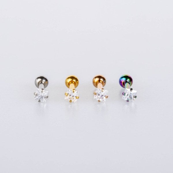 Piercing Tragus 2.5mm Kare Taş