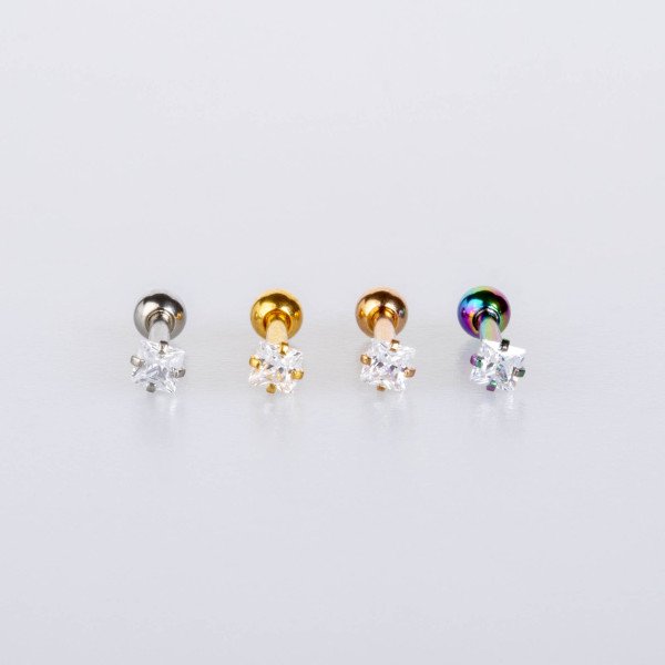Piercing Tragus 2.5mm Square Stone Yellow
