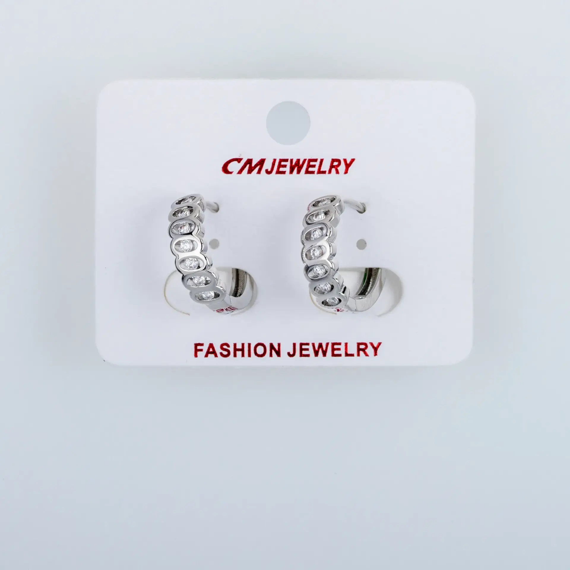 CM Jewelry Platin Kaplama Tırnaklı Halka Küpe