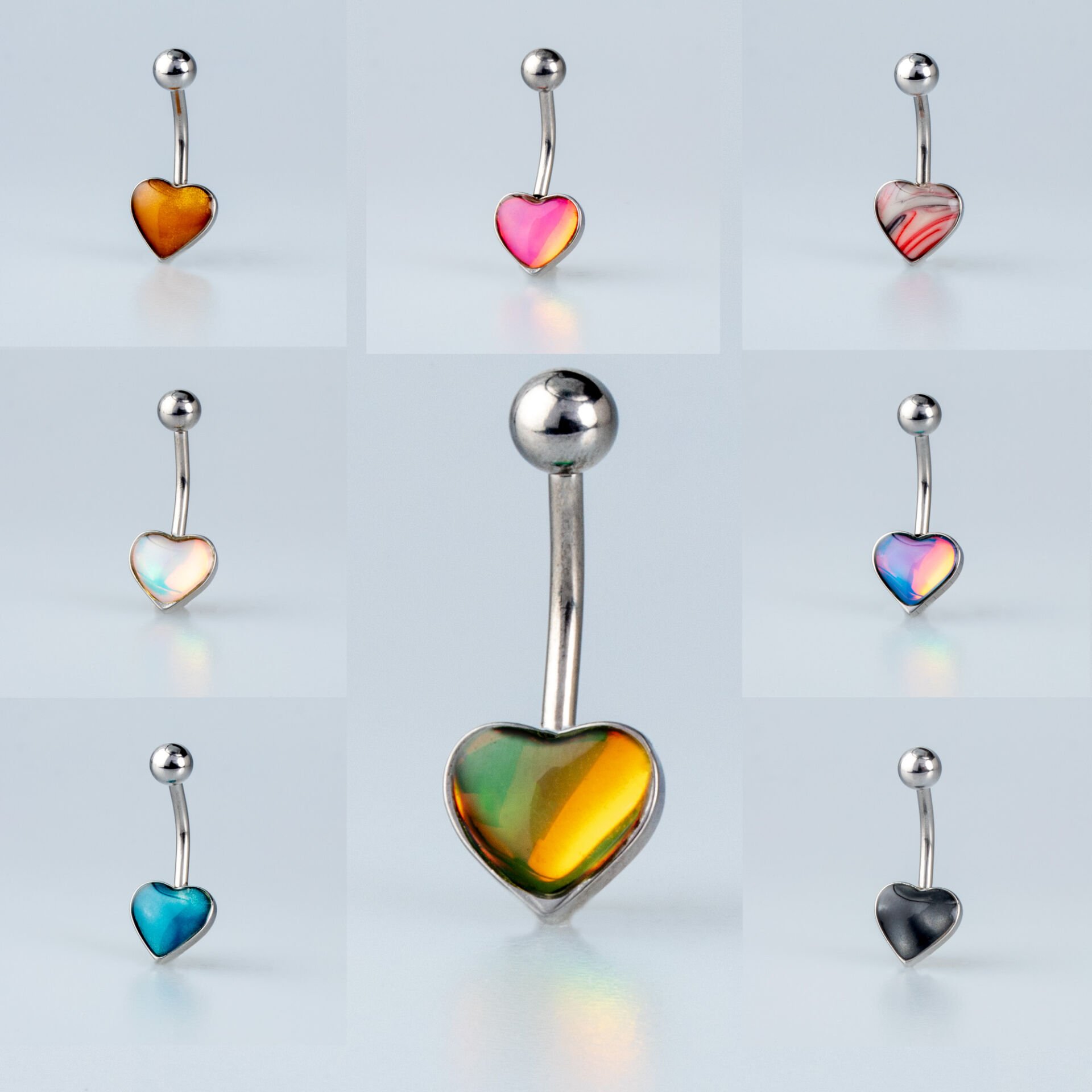 Piercing Çelik Göbek Kalp 8 Renk Seceneği