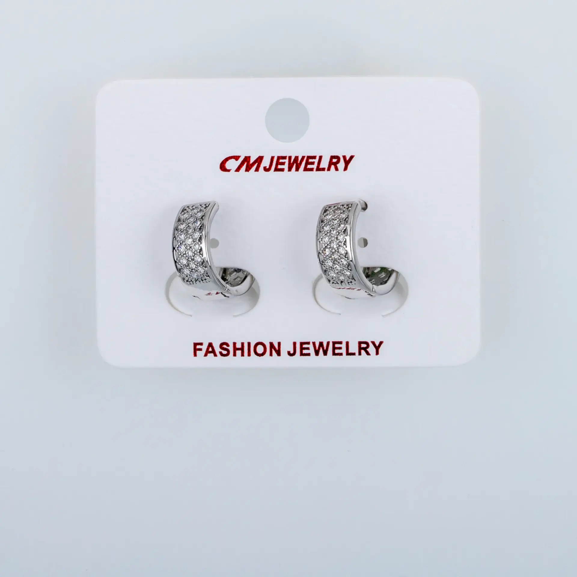 CM Jewelry Platin Kaplama Tırnaklı Halka Küpe