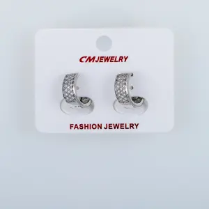 CM Jewelry Platin Kaplama Tırnaklı Halka Küpe