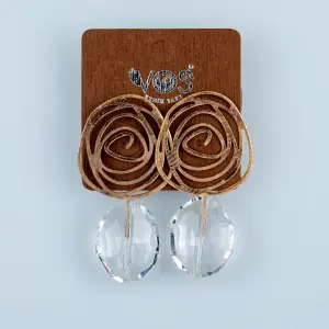 Toptan Gülsü Halka Doğal Taşlı Butik Küpe