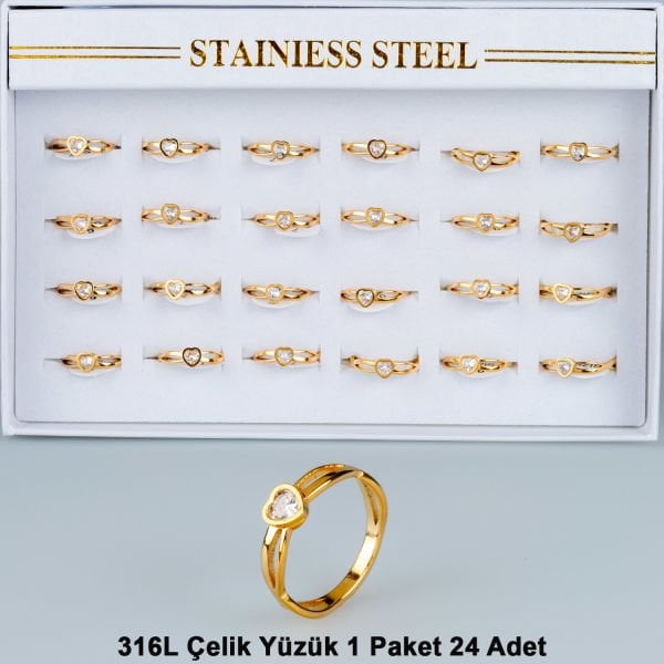 Steel Ring Heart Pack of 24 Pieces