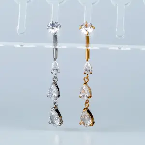 Toptan Piercing 316L Cerrahi Çelik Üçlü Damla Göbek Vos Etnik Takı